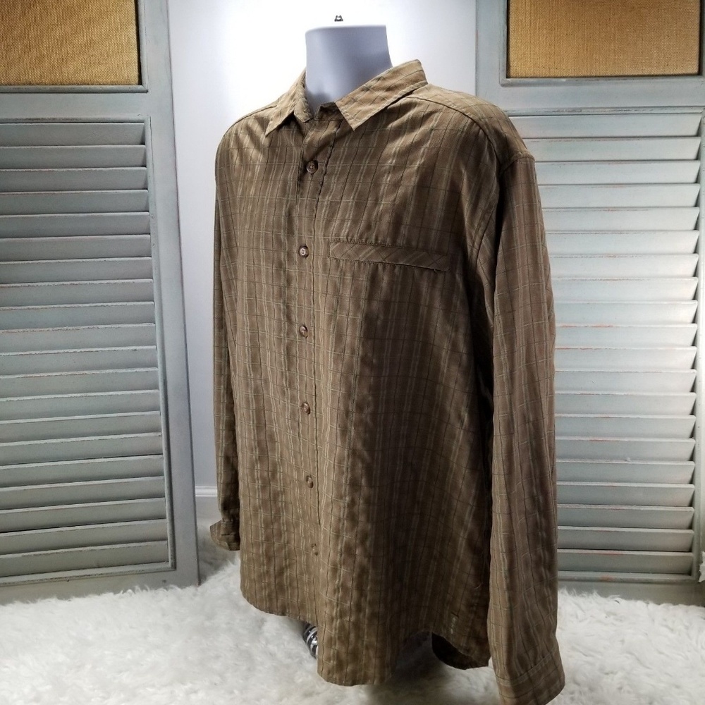 Exofficio Mens Brown Long Sleeve Button Front L